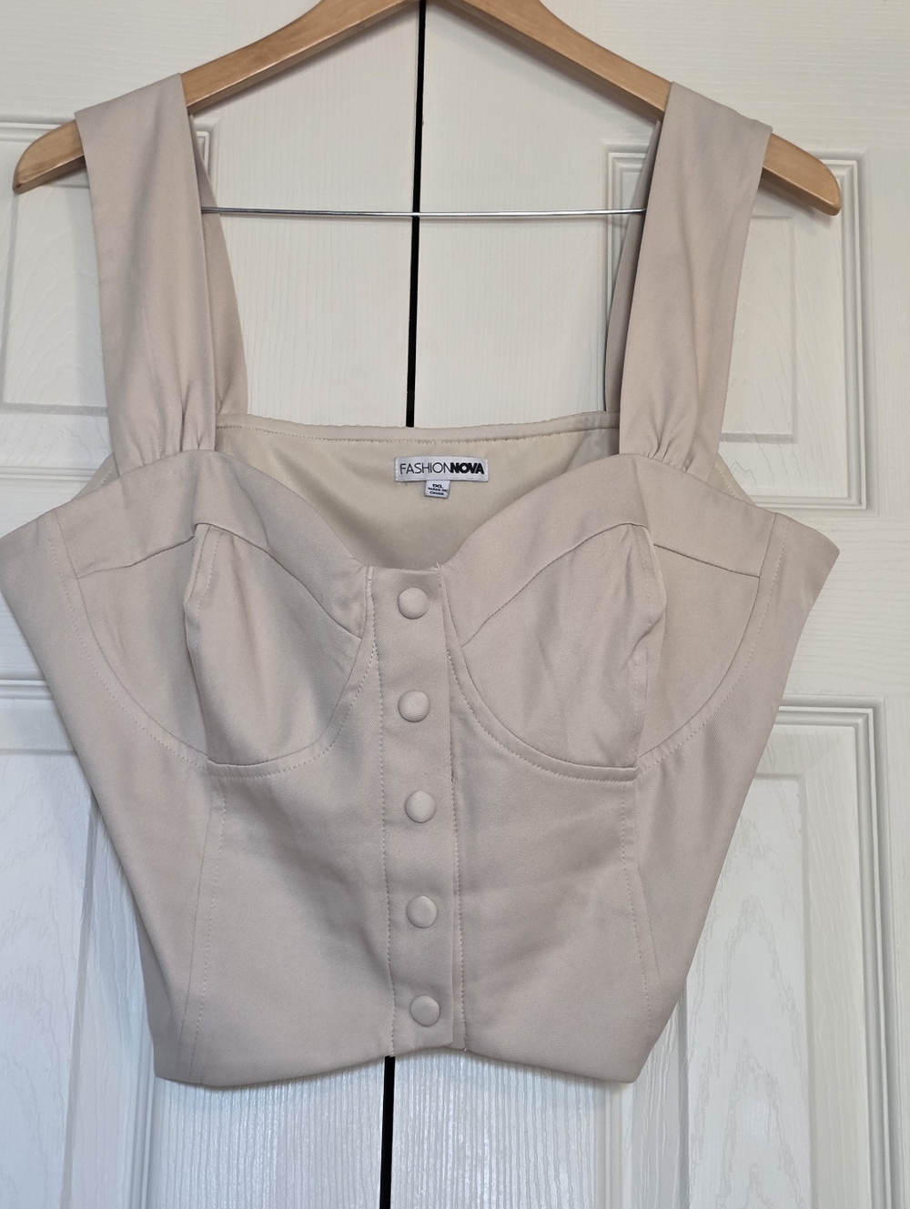 Fashion Nova Cream Button-Front Bustier Crop Top